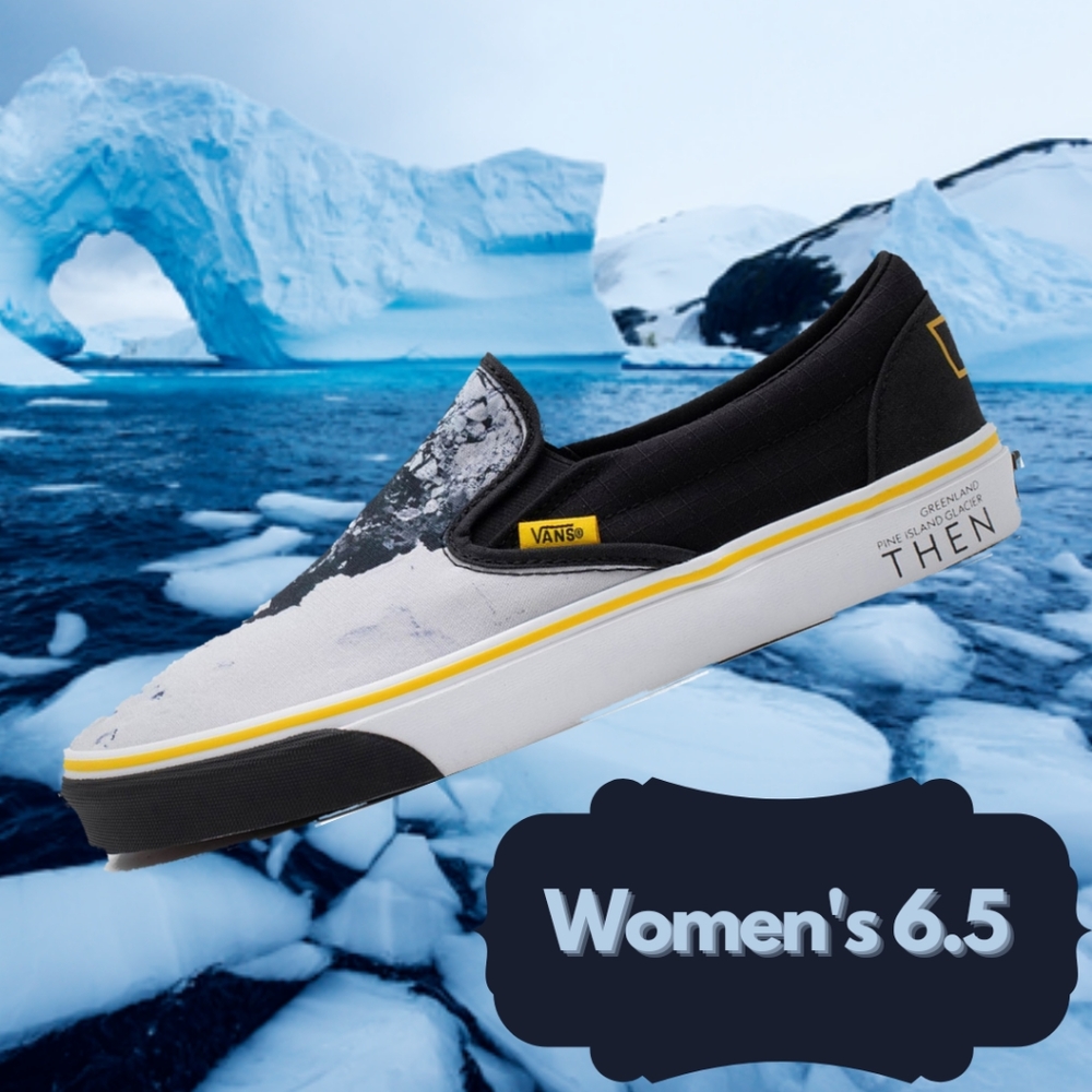 🧊Vans Slip-on 🌏 National Geographic Then/ Now Greenland Pine Island Glacier